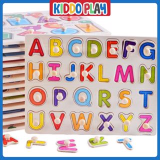  Bảng Núm Gỗ Montessori Ghép Hình – Động Vật Trái Cây Chữ Số – Đồ Chơi Giáo Dục Cho Bé 