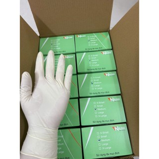 Thùng 10 hộp - Găng Tay Y Tế VN GLOVE Latex Không Bột Màu Trắng