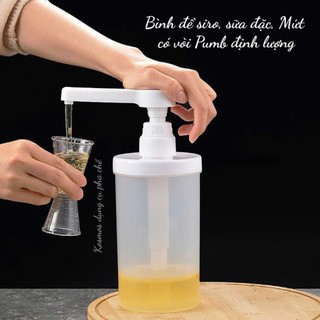  Bình Đựng Siro Bằng Nhựa 1000ML Có Vòi Pumb - Bình Đựng Sữa Đặc Mứt Sệt Có Thể Tháo Rời 