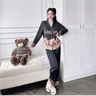 Đồ bộ pijama tay dài quần dài chất lụa sữa mềm mịn phối viền