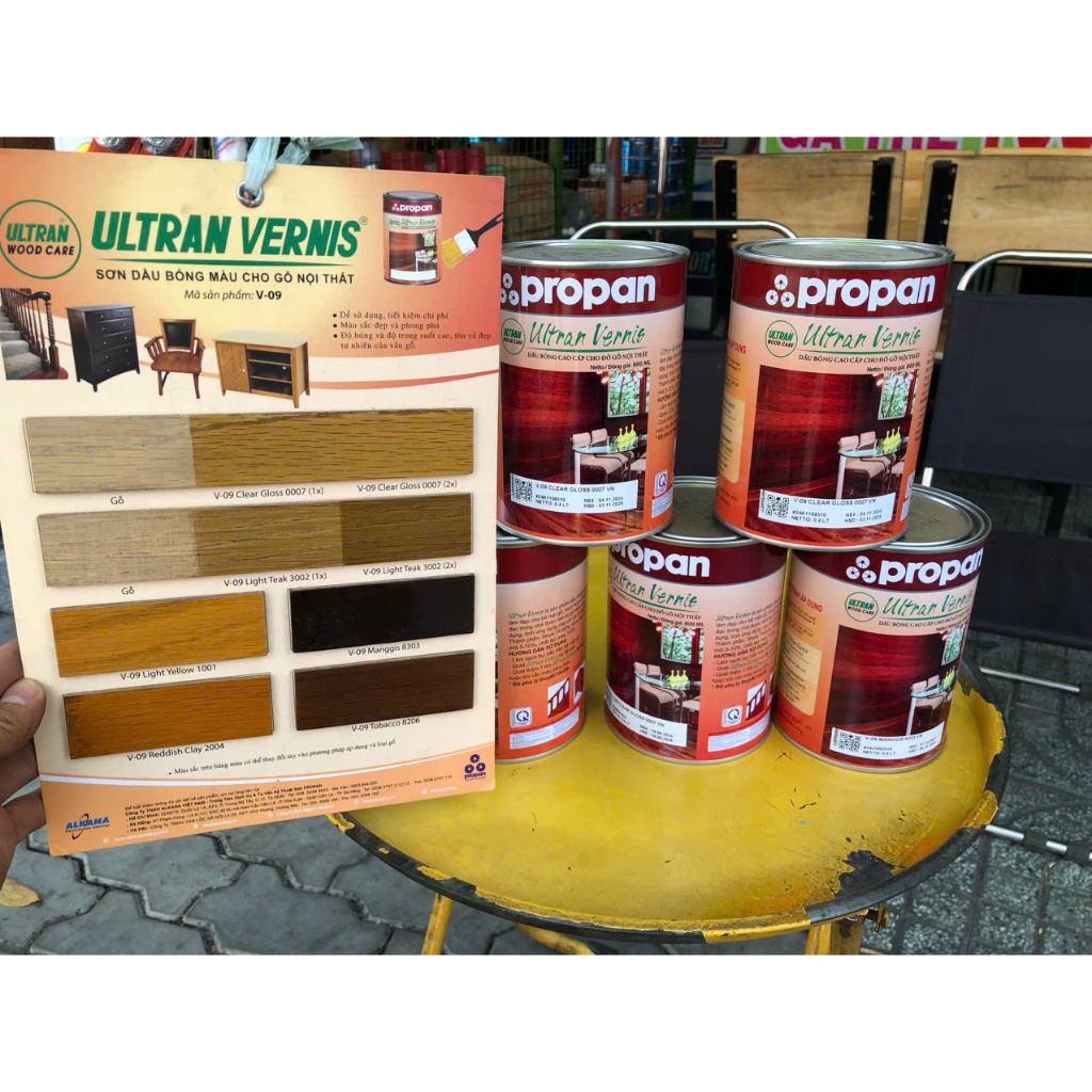 Sơn dầu bóng (CỐ MÀU) Propan Ultran Vernis cho gỗ nội thất sơn pha sắn dễ sử dụng độ bóng cao, giữ v
