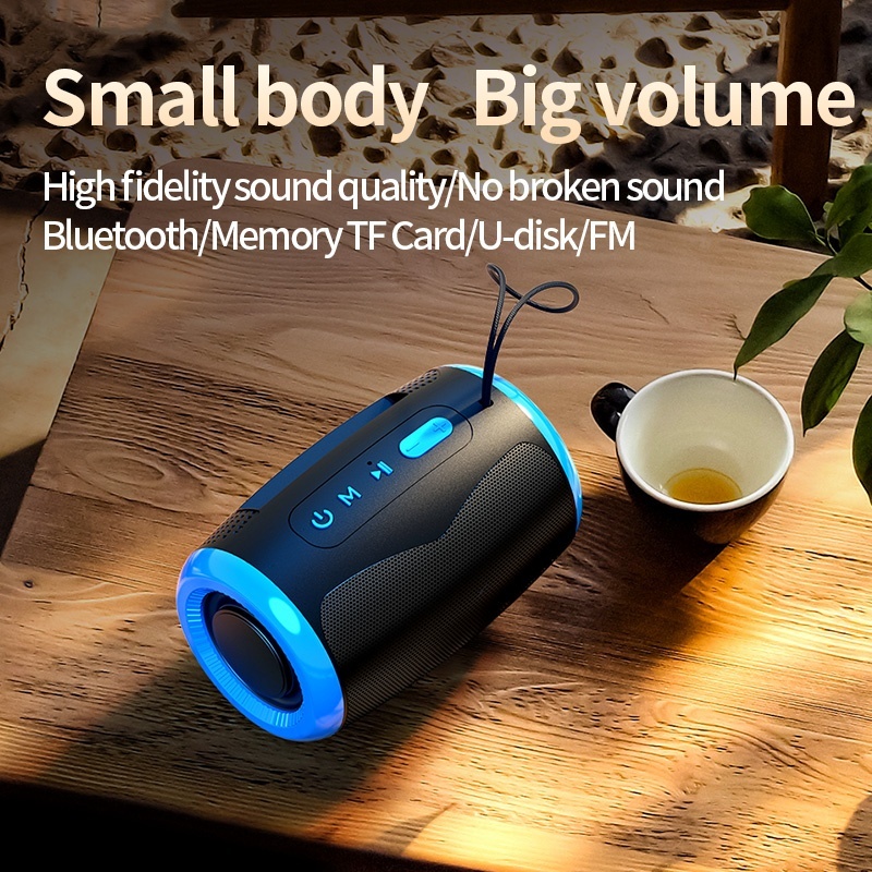 TSN Loa Bluetooth di động mới Double Bass LED siêu trầm không dây chống nước ngoài trời FM AUX BT TF Music Player