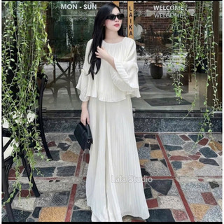  MARIUS SET•LALASTUDIO• Set 2 Món| Áo voan tay bèo dậy ly kèm quần ống rộng dậy ly hàng 2 lớp cao cấp   hàng chuẩn  