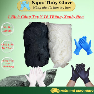 ( Đủ 100 Chiếc ) BỊCH 100 chiếc Găng tay cao su y tế Nitrile không bột, 3 màu Trắng/Xanh/Đen Chuyên Dùng Spa, Phun Xăm..