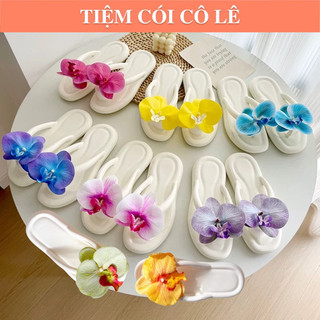   Loại 1 đính ngọc Dép đi biển dép xỏ ngón dép kẹp dép lan hồ điệp chống trơn trượt thời trang hè 2025-Tiệm Cói Cô Lê 