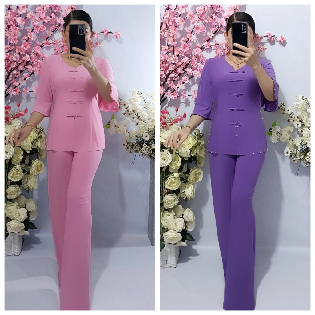 Bộ Bà Ba Tay Loe Quần Ống Rộng