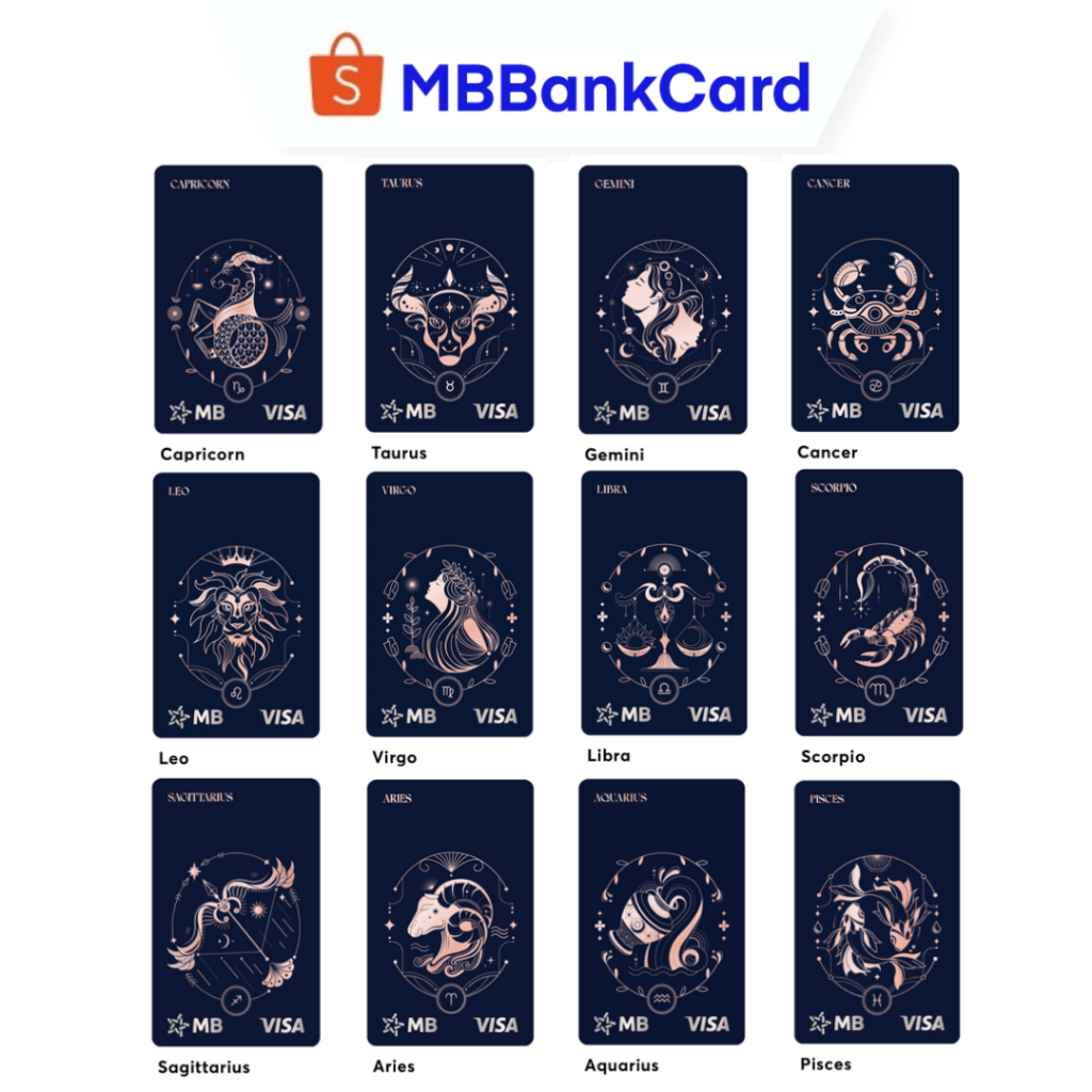 [FREESHIP ĐƠN 0Đ] Thẻ MBBank Hi Visa Collection - Bộ Sưu Tập Cung Hoàng Đạo