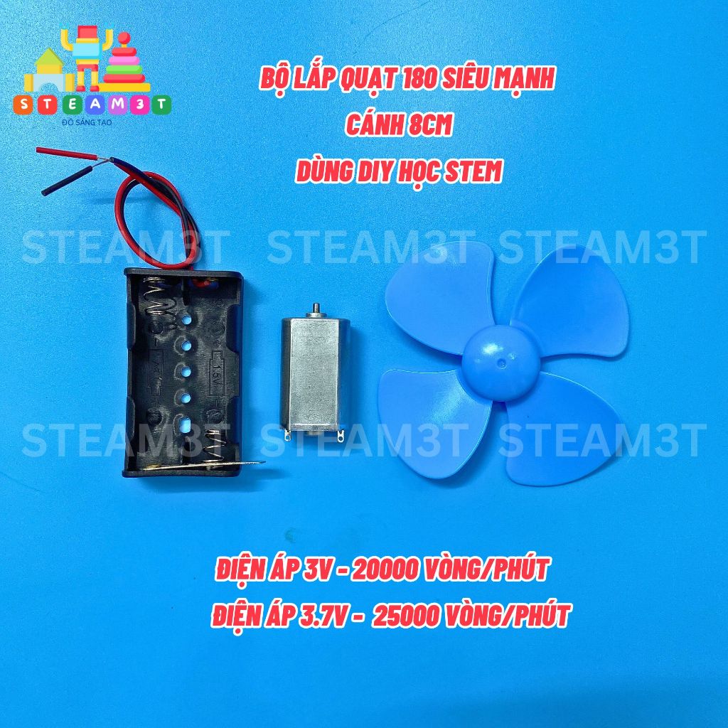 Bộ lắp quạt mini motor 180 tốc độ cao dùng học tập thí nghiệm SYEAM DIY - LK0517