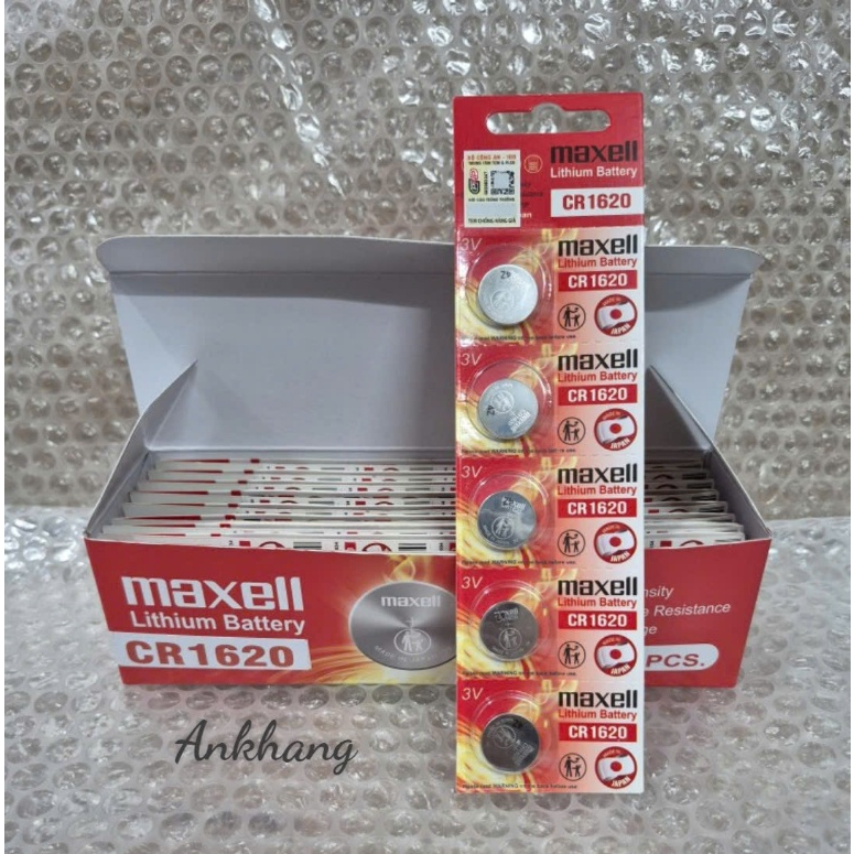 Vỉ 5 viên pin CR1620 / CR 1620 Maxell Lithium 3V - Made In Japan