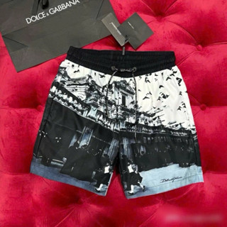 Quần đùi gió dg hoạ tiết nhiều chim bay trắng đen logo sắt