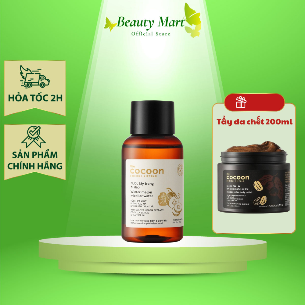Nước tẩy trang bí đao Cocoon 140ml - Tẩy trang Cocoon - giúp tẩy sạch lớp makeup, bụi bẩn và dầu thừ