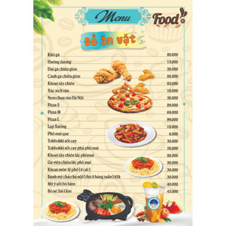 in Menu Thiết Kế Theo Yêu Cầu có ép plastic kích thước A5