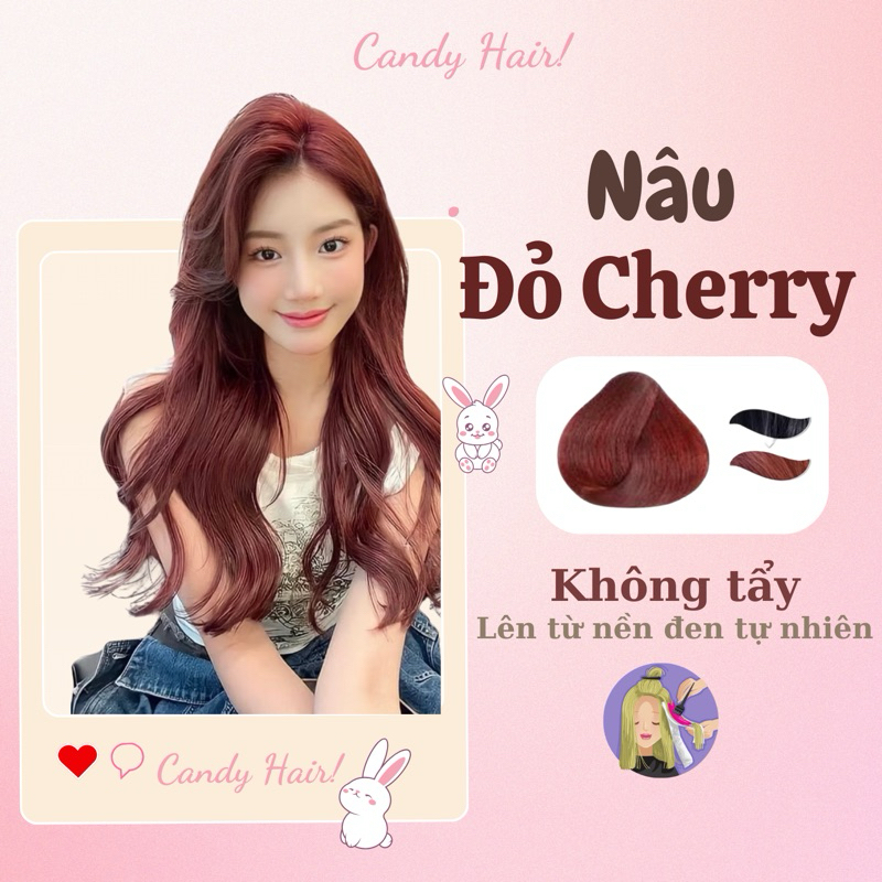 Thuốc nhuộm tóc màu ĐỎ CHERRY không cần tẩy. Thuốc nhuộm tóc tại nhà Candy Hair