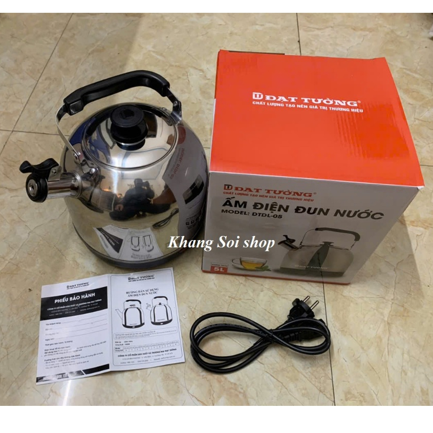 ẤM SIÊU TỐC INOX ĐẾ LIỀN KIỂU THÁI ĐẠT TƯỜNG 5 LÍT - CÓ CÒI HÚ VÀ TỰ NGẮT KHI SÔI - HÀNG CHÍNH HÃNG BÀO HÀNH 12 THÁNG