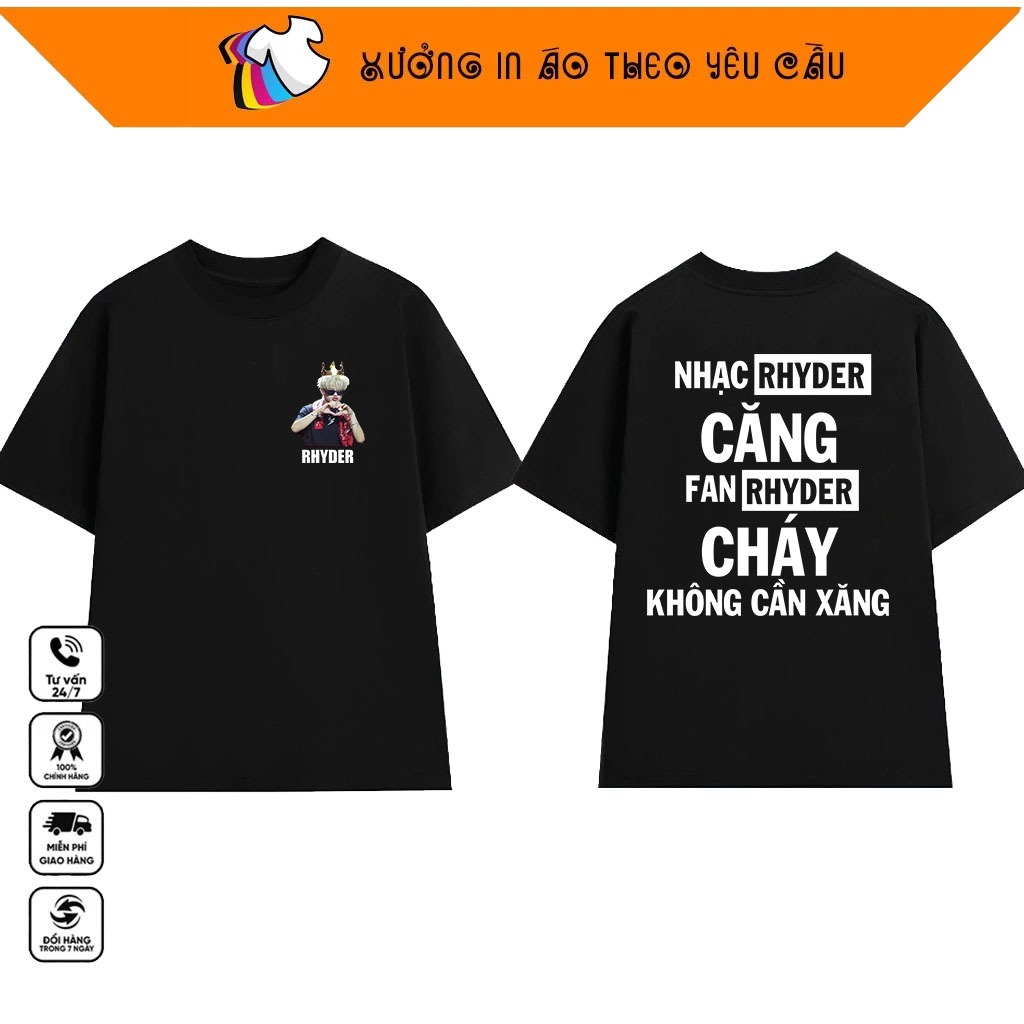 Áo thun tay ngắn Chữ Ký Rhyder và Captain- RHYDER CĂNG FAN RHYDER CHÁY in chữ ký - team Akatsuki ani
