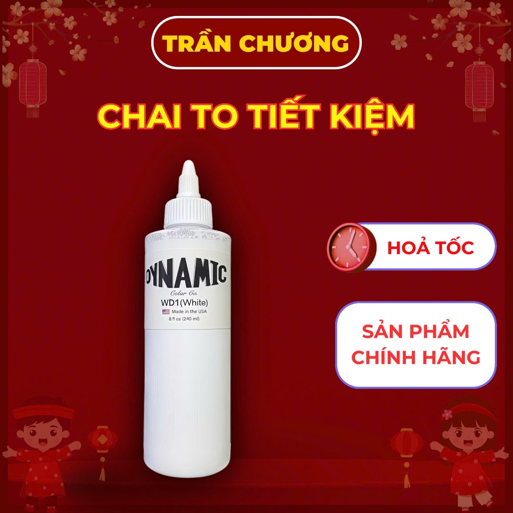 Mực xăm trắng Dynamic WD1 white chính hãng, Mực xăm tattoo WD1 Dynamic chuyên nhấn trắng chuyển tông