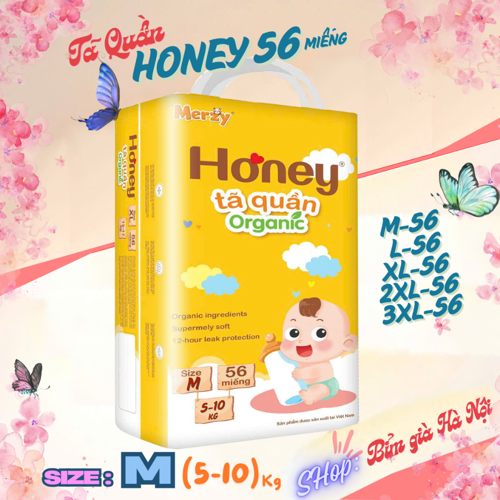 Tã Quần Honey M56 ->3XL56 miếng Organic Chống hăm hiệu quả #honey merzy boney honey #tã honey #bỉm h