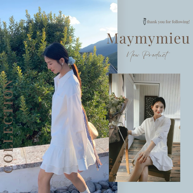 (maymymieu-order) Váy sơ mi dáng xoè nhà PUSUMERE CHÍNH HÃNG D64