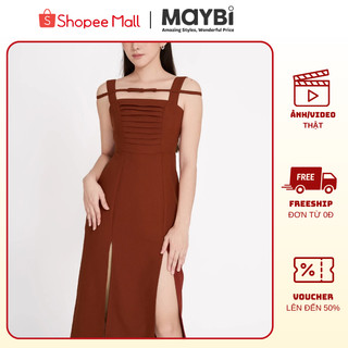 Đầm Midi Đen/Đỏ Ôm Body Chất Tuyết Mưa, Kiểu Dáng Quyến Rũ, Thiết Kế Nơ - Maybi Chính Hãng