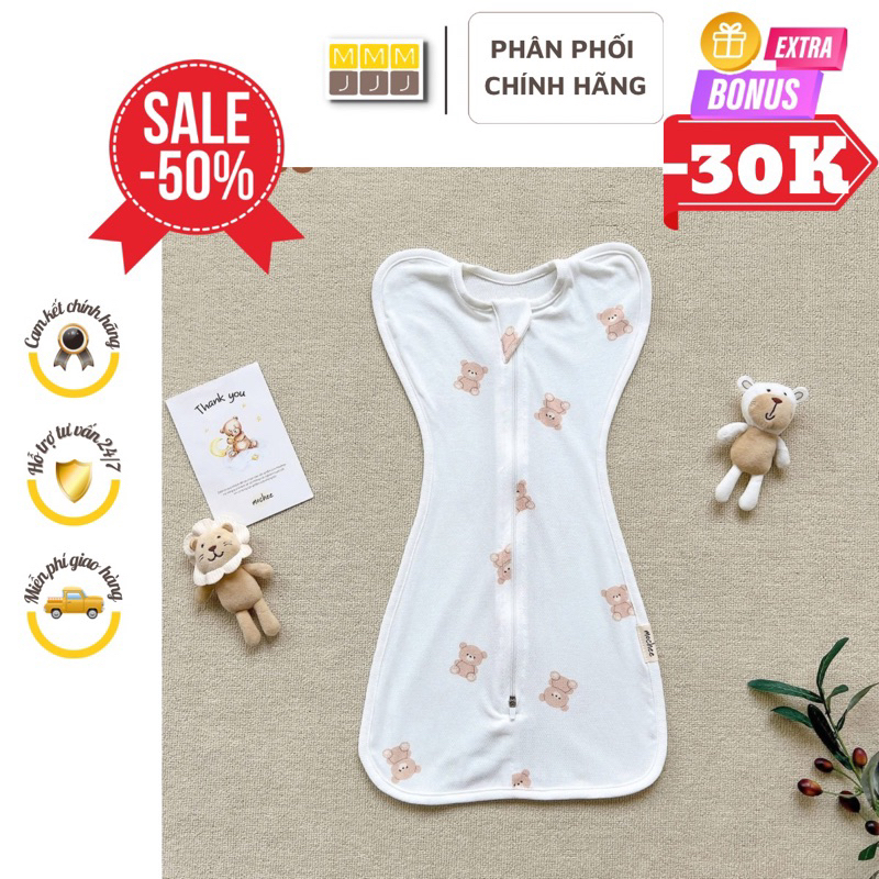 Nhộng chũn, quấn chũn cho bé Mochee, nhộng ngủ vải mesh chất cotton tự nhiên có lỗ thoáng khí giúp bé ngủ ngon-minjee