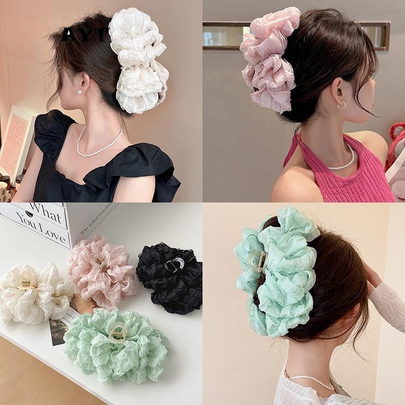 (Hàng Thiết Kế VN) Kẹp Tóc Bong Bóng Xếp Li Size Lớn 13Cm Bồng Bềnh, Kẹp Tóc Đám Mây Bồng Bềnh