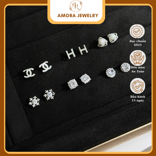 Bông tai xinh đồng giá chuẩn bạc s925 Amora Jewelry