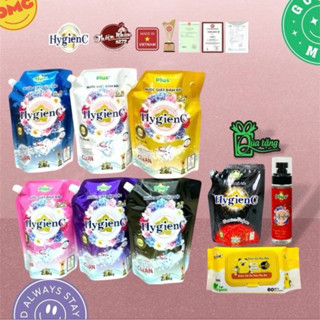   Combo 2 Túi 5kg2  Nước Giặt Xả HygienC Plus 2kg6 Tặng 1 Túi Xả Vải + 1 Chai Body Mist 150ml + 1 Bịch Khăn Giấy Ướt  