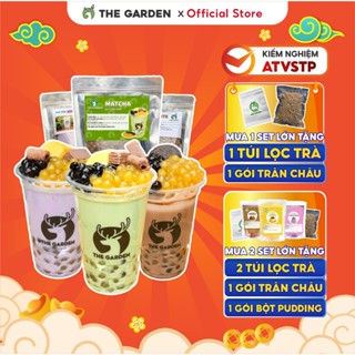 Set Trà Sữa Tự Pha Trân Châu Đường Đen, Nguyên Liệu Làm Trà Sữa Matcha, Chocolate, Khoai Môn 30-35 Ly THE GARDEN