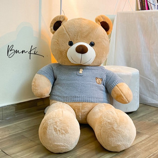 GẤU BÔNG TEDDY FIRST SNOW 1M2 CAO CẤP BUNKI - GẤU BÔNG TO LÔNG NHUNG MỊN MẶC ÁO LEN - DECOR TRANG TRÍ - QUÀ TẶNG