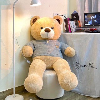 GẤU BÔNG TEDDY FIRST SNOW 1M2 CAO CẤP BUNKI - GẤU BÔNG TO LÔNG NHUNG MỊN MẶC ÁO LEN - DECOR TRANG TRÍ - QUÀ TẶNG