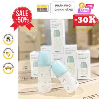 Bình sữa Moyuum thuỷ tinh tráng silicon hàng chính hãng 150ml/240ml -minjeebaby