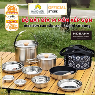 Bộ nồi camping dã ngoại inox 304 chống dính chính hãng CLS, bộ xoong nồi chảo cắm trại gấp gọn