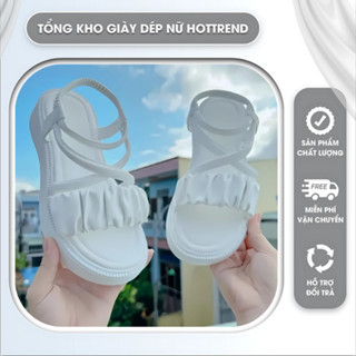 Sandal Nữ Nhún Bèo Tiểu Thư Quai Hậu Đi Học Đi Làm Siêu Xinh 2 Màu Đen Trắng Siêu Hot Su Shoes .