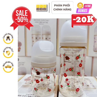  Bình sữa Green Finger Bebegrow nhựa PPSU cao cấp chính hãng Hàn Quốc size 160ml 280ml núm ty 2 van thoát khí-minjeebaby 