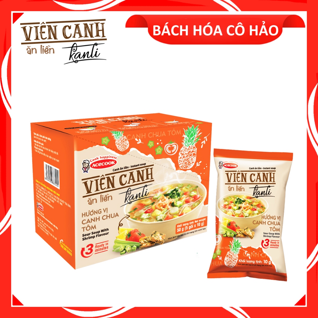 HỘP 5 VIÊN CANH ĂN LIỀN HƯƠNG VỊ CANH CHUA TÔM SOUR SOUP WITH SHRIMP FLAVOUR INSTANT SOUP KANLI ACEC