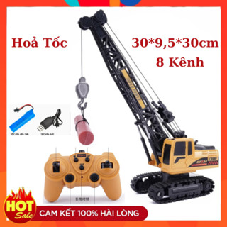 Xe Cẩu Điều Khiển Từ Xa 8 Kênh - Mô Hình Xe Công Trình RC, Đèn LED, Âm Thanh, Sử Dụng Pin Sạc
