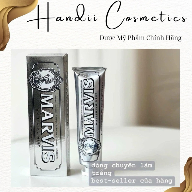 Kem đánh răng Marvis Whitening Mint bạc
