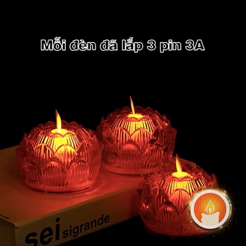 Nến Điện Tử Hoa Sen ,Nến Điện Tử Trong Suốt Bằng MiCa Cắm Điện 220v