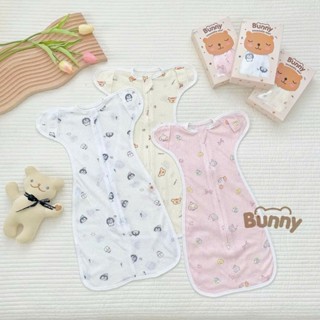 Nhộng Chũn Thông Hơi Cho Bé Sơ Sinh Bunny Cotton Thoáng Khí, Khóa Kéo 2 Chiều, Mở Tay Linh Hoạt
