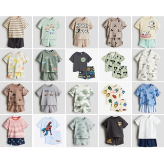 Set bộ quần áo cộc hè cotton polo bé trai HM Auth