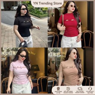  Áo Thun BigSize Nữ KHOÉT V1 ĐÍNH NƠ Thun Borrip CC Co Giản Thoải Mái  Bigsize45-90kg  