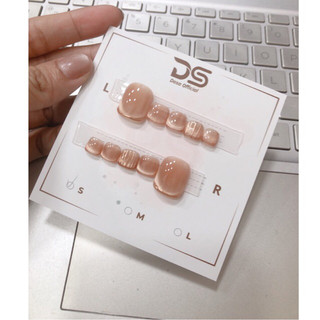 Móng chân giả NGẮN tráng gương ngọc trai nail box chân đơn giản xinh xắn MC058 tặng KÈM keo dán móng 