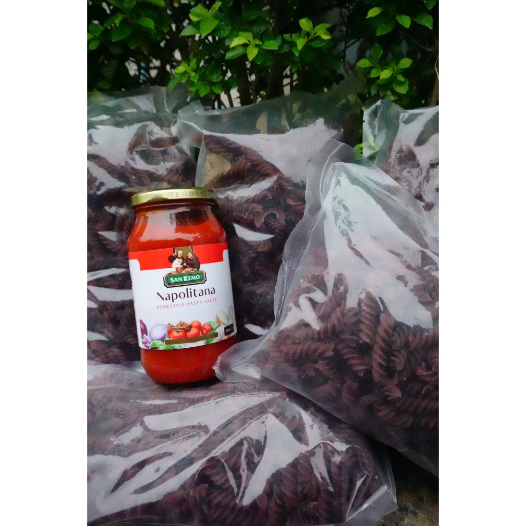 Combo 5 gói Nui Xoắn Khoai Lang + 1 sốt Sanremo 500gr,Nui khoai lang tím xoắn dùng nấu soup xào trộn