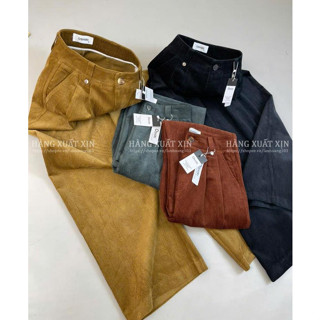 Quần tây công sở, quần nhung tăm nữ O.SHI.RI nhấn ly trước đính phụ kiện nhiều màu