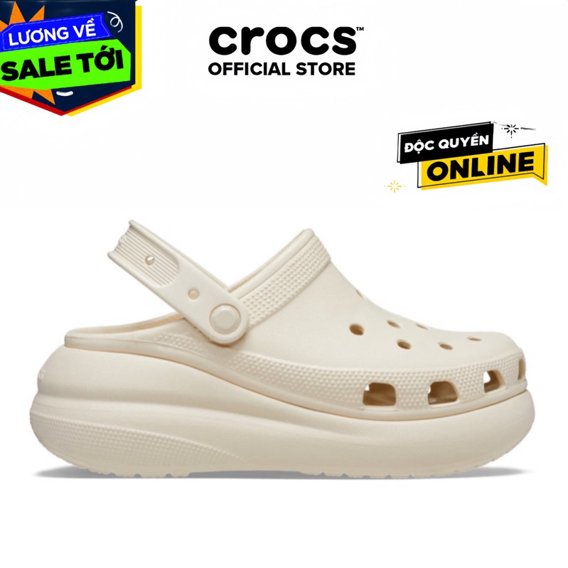 [ CHÍNH HÃNG ]  GIÀY CLOG UNISEX CROCS CRUSH CLASSIC - BONE