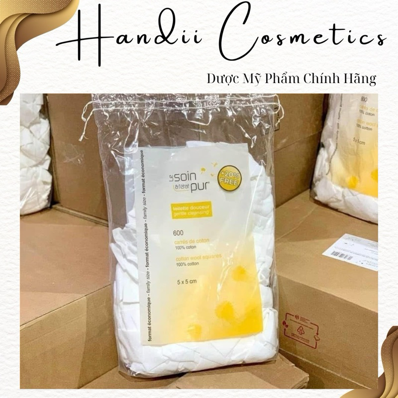 Bông Tẩy Trang Pháp Tetra Medical Carrés De Coton 600 miếng Le Soin Làl'état Pur  - Hornor Beauty