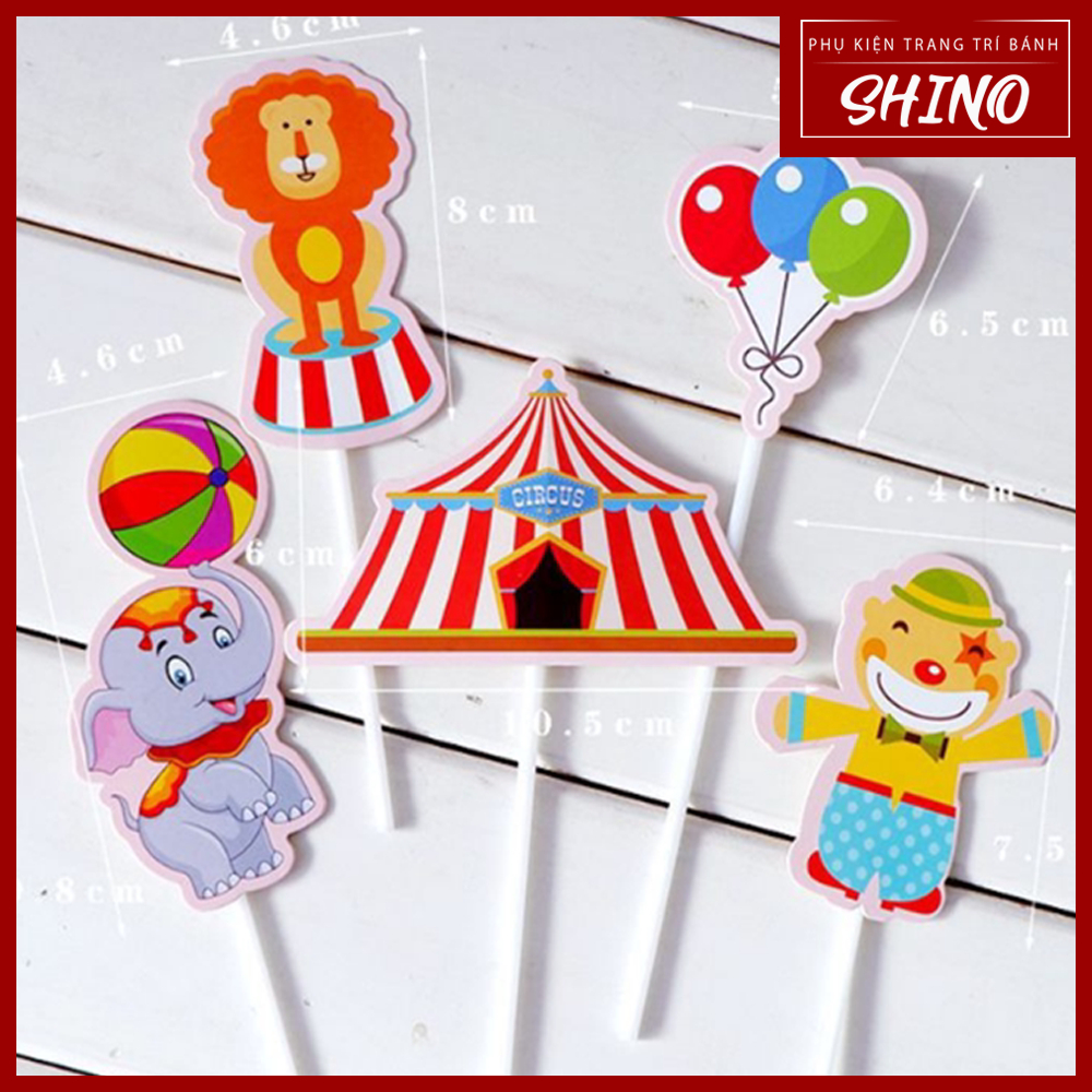 Topper/que cắm giấy hình rạp xiếc (set)