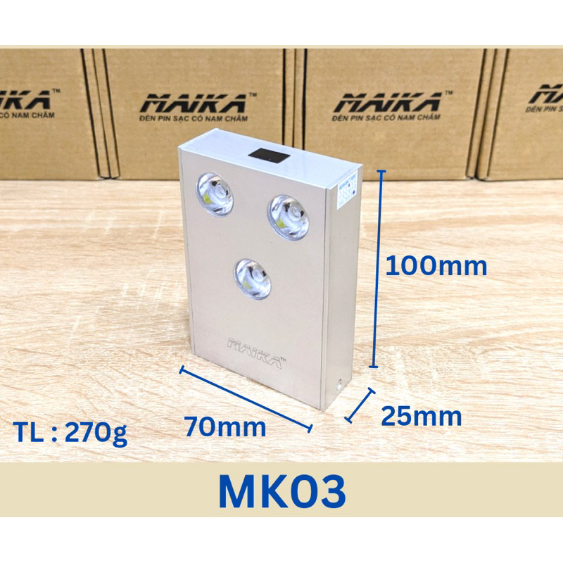 Đèn pin mini nam châm cảm ứng siêu sáng MAIKA 3 led Type C