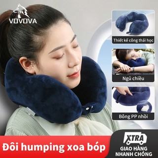  VOVOVA Gối chữ U kê cổ cao su non ruột êm vỏ mềm dành cho dân văn phòng dân lái xe và du lịch đường dài 