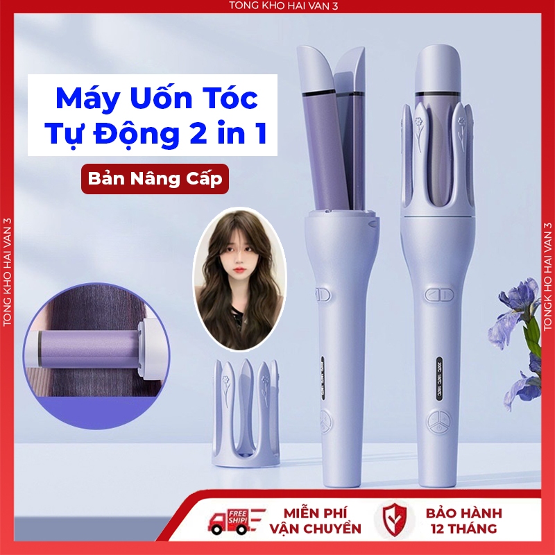 Máy uốn tóc 2 in 1 làm tóc xoăn tự động xoay 360 độ, ép tóc lớp phủ gốm sứ bảo vệ tóc khi tạo kiểu đường kính uốn 32mm